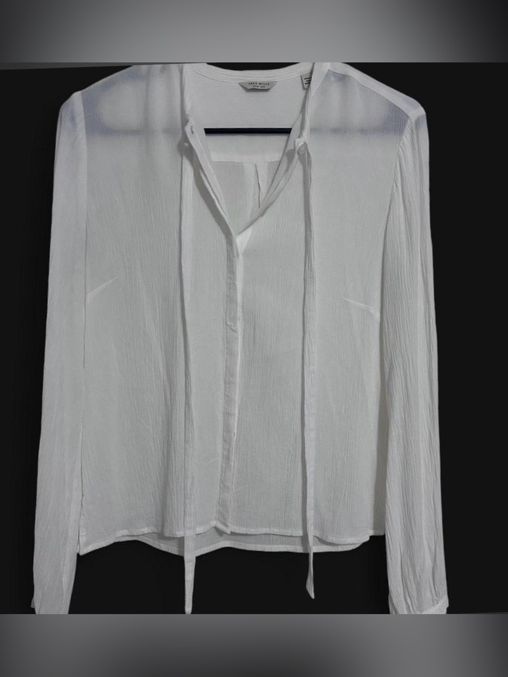 Jack Wills White Tie-Neck Semi-Sheer Blouse